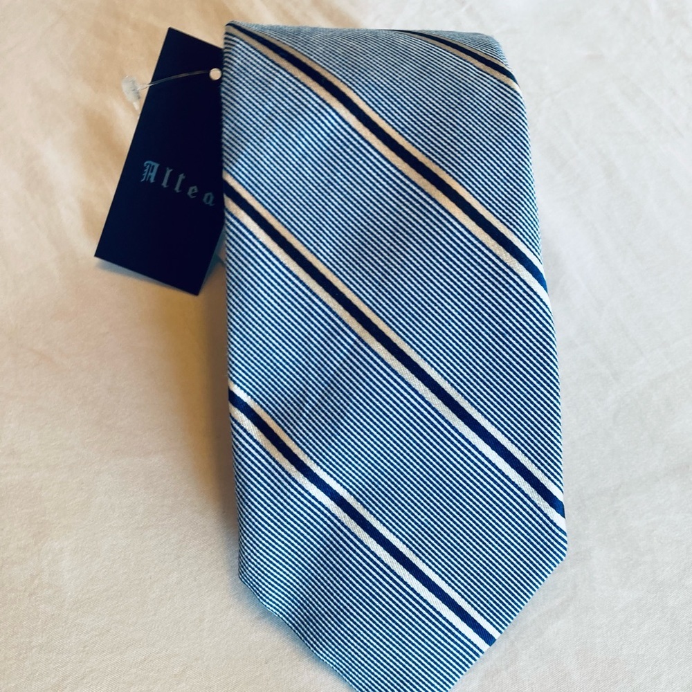 Altea Mens Pinstriped Blue Tie New W/Tags